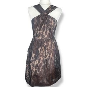 Y2K 2000s Banana Republic Leopard Dress Womens Size 6 Animal Print Indie Sleaze